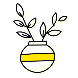 drawing of healthy plant in vase